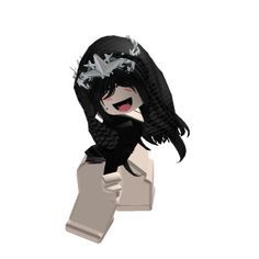 an animated image of a woman with black hair