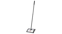 a floor sweeper on a white background with a red and black stick sticking out of it