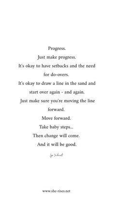 a poem written in black and white with the words progress, it's okay to have