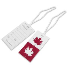 The Maple Leaf Luggage Tags, 2-pc, provide an easy way to identify your bags when traveling. The two-piece set includes luggage tags with a self-looping strap to attach securely to your luggage. Each luggage tag has a paper card insert where you can write personal identification details. The bright colours make your bags easy to spot on the airport carousel. With a Maple Leaf design, these luggage tags are perfect for representing Canada when traveling abroad. The simple yet effective design hel Luggage Essentials, Maple Leaf Design, Traveling Abroad, Canadian Tire, Simple Bags, Bright Colours, Luggage Tag, Luggage Tags, Leaf Design