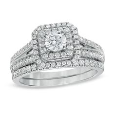 a white gold diamond ring set