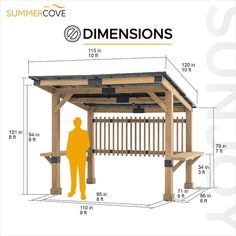 an image of a wooden structure with measurements