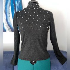 Zara Long Sleeve Sweet With Pearls Never Use. Elegant Silver Tops For Holidays, Fitted Silver Top By Zara, Chic Silver Tops For Winter, Fitted Silver Zara Top, Elegant Silver Zara Tops, Silver Tops For Winter Party, Silver Party Tops For Winter, Elegant Gray Winter Top, Elegant Gray Winter Tops