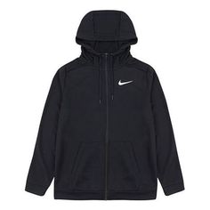 Nike Dri-FIT logo Quick Dry Casual Sports Hooded Jacket Black CJ4317-010 (Men's) Nike Sports Hoodie Activewear, Nike Sportswear Hooded Jacket For Sports Season, Nike Hooded Jacket Sportswear, Sporty Activewear With Adjustable Hood For Sports Season, Nike Sporty Moisture-wicking Hooded Jacket, Nike Functional Sports Hooded Jacket, Nike Moisture-wicking Track Jacket For Sports Season, Nike Functional Hooded Gym Jacket, Nike Sporty Hooded Jacket For Sports Season