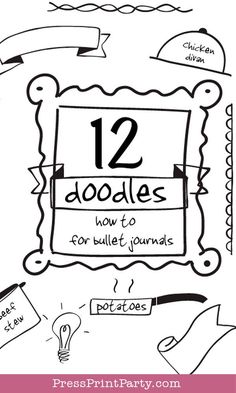 Step by step how to instructions on 12 clever and fun doodles. Be creative and learn how to doodle efficiently for your Bullet Journal. Fonts Doodle, Happy Birthday Doodles, Banner Doodle, How To Doodle, Fun Doodles, Doodle Font, Planner Doodles, Bullet Journal Banner