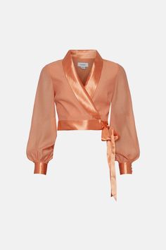 Style: Wrap TopFabric: OrganzaLength: RegularNeckline: WrapSleeve Length: Long Sleeve Wrap Blouse, Quick Delivery, Buy Online, Shop Now, Long Sleeve, Quick Saves