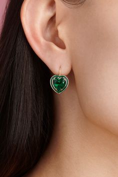 Make a statement day or night. These earrings add the perfect amount of sparkle to any occasion. Customize with your choice of heart-shaped colored lab-created gemstones and matching colored enamel.