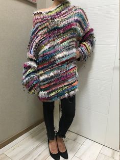 Handgestrickte Pullover Jacke Hand gestrickte Produktion | Etsy Stamping Textiles, Scrap Yarn Crochet, Coogi Sweater, Beautiful Compliments, Jumper Patterns, Crochet Fabric, Womens Sweaters, Mohair Yarn, Sweater Oversized