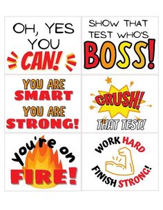 four different stickers that say you can't test who boss is in the fire