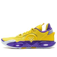 The Wade All City 12 is the latest release from Dwyane Wade's All City signature basketball line with Li-Ning. Worn by NBA star D'Angelo Russell, the 'City of Angels' colorway is a vibrant tribute to the Los Angeles Lakers. WADE ALL CITY 12 GUIDE: SIZING & PERFORMANCE Yellow Basketball Shoes With Boost Midsole, Yellow Basketball Shoes With Boost Midsole For Sports Events, Dwyane Wade, Limited Edition Sneakers, Nba Stars, City Of Angels, Sport Sneakers, Los Angeles Lakers, Nba