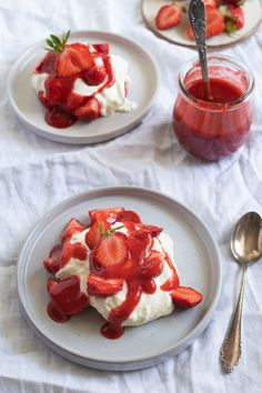 strawberry shortcakes with whipped cream and fresh strawberries