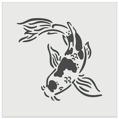 a black and white drawing of a koi fish