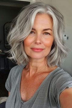 Gray Bob Hairstyles, Gray Bob, Youthful Hairstyles, Grey Bob Hairstyles, Layered Haircuts For Medium Hair