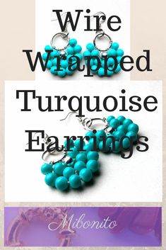 Turquoise Earrrings. Fan wire wrapped earrings Handmade Earrings Ideas, Dazzling Jewelry, Wire Wrapped Turquoise, December Birthstone Jewelry, Earrings Ideas, Winnipeg Manitoba, Wrapped Earrings, Woman's Fashion, Handmade Beaded Jewelry