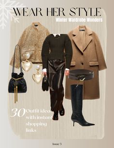 "Introducing our winter wardrobe fashion ebook: 30 Stylish Outfit Ideas with Instant Shopping Links\" ❄️✨. Dive into the season's trends with meticulously curated winter outfits, blending comfort and style seamlessly. This ebook is your passport to a winter wardrobe transformation, featuring 30 carefully crafted ensembles that embrace the cozy essence of the season ☕️🧣. Why You Should Get It? Explore the diversity of styles, from casual chic to elegant glam, all in one place 👗👠. Discover the perfect blend of medium-range to higher-range brands, handpicked for their quality and fashion-forward designs. Each outfit idea is paired with instant shopping links, allowing you to effortlessly bring these looks to life.  How It Helps You? This ebook is not just a collection of outfits; it's a gu Wardrobe Transformation, Winter Mode Outfits, Wardrobe Fashion, 30 Outfits, Winter Fashion Outfits Casual, Practice Outfits, Winter Mode, Trendy Fall Outfits, Stylish Outfit