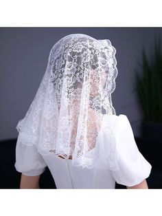 1pc Bridal Wedding Lace Veil, Short Floral Shawl, Simple Style Bride Face Veil White Romantic   Polyester     Wedding & Event, size features are:Bust: ,Length: ,Sleeve Length: Lace Mantilla Veil, Veil Short, Lace Mantilla, Mantilla Veil, Short Veil, Chapel Veil, Floral Shawl, Lace Veil, Bridal Shawl