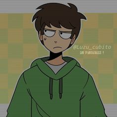 a cartoon character with glasses and a green hoodie