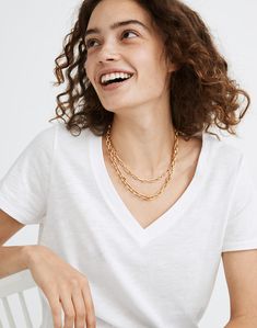 Toggle Chain Necklace Brass Chain Necklace, Brass Chain, Vintage Gold, Madewell, Chain Necklace, V Neck, Chain, Women's Top, How To Wear