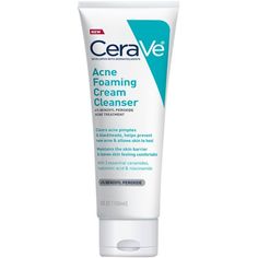 Acne Foaming Cream Cleanser Gently Yet Effectively Combats Acne Breakouts While Preventing New Blemishes. Its Unique Cream-To-Foam Formula Utilizes 4% Benzoyl Peroxide To Target And Reduce Acne-Causing Bacteria.Enriched With Three Essential Ceramides, Niacinamide, And Hyaluronic Acid, This Cleanser Thoroughly Cleanses Without Stripping The Skin's Moisture, Leaving It Soft And Comfortable. Free From Fragrance And Parabens, This Non-Comedogenic Cleanser Targets Dirt, Impurities, And Excess Oil, Su Acne Foaming Cream Cleanser, Skincare Cerave, Cerave Skincare, Creamy Cleanser, Dermatologist Recommended Skincare, Post Acne Marks, Acne Face Wash, Acne Cleansers, Foaming Facial Cleanser