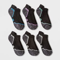 Why we're ALL IN: Help keep your feet cool and comfy during a range of athletic activities with moisture-wicking socks. The socks are thoughtfully created with arch support as well as zone cushioning on areas of the feet that need it the most, and smooth toe seams and a reinforced heel and toe complete the comfortable fit. Ventilating mesh rounds out this sock pack to maintain freshness and keep your feet comfortable as you sweat. Plus, solid colors and no-show cuts complement your everyday athl Sporty Black Moisture-wicking Socks, Black Go-dry Sporty Socks, Sporty Black Go-dry Socks, Black Anti-odor Socks For Gym, Black Anti-odor Gym Socks, Non-slip Black Socks For Gym, Non-slip Black Gym Socks, Black Sporty Socks For Outdoor Activities, Black Slip-resistant Running Socks