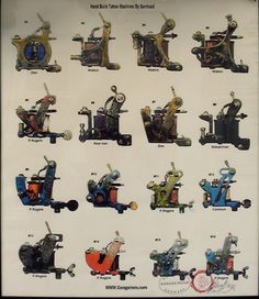 an image of various types of tattoo machines