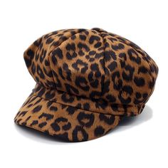 a leopard print hat on a white background