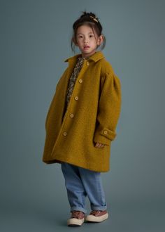 Puff sleeve coat with front button closure. Shell: 100% Polyester Lining: 100% Cotton Brand Me, Free Giveaway, Puff Sleeve, Mustard, Dolls