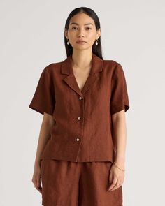 Quince Tops, Classic Blouses, Short Sleeve Shirt Women, Wide Leg Linen Pants, Linen Short, European Linens, Silk Skirt, Linen Shorts, Linen Clothes