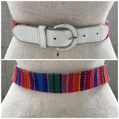 Vintage woven Guatemalan belt, boho hippie off white girdle, multicolored weave belt, folk accessories, mayan fashion, southamerican style Introducing the Vintage Woven Guatemalan Belt - a stunning boho hippie off-white girdle that is sure to add a pop of color to any outfit. This unique piece features a beautiful multicoloured weave that pays homage to the rich cultural heritage of the Mayan people. The folk accessories and South American style of this belt make it a true statement piece that will elevate any ensemble. Crafted from high-quality materials, this vintage waistband is designed to last. The intricate details of the weave are a testament to the skill and craftsmanship of the Guatemalan artisans who created it. The colourful design is both eye-catching and versatile, making it t Mayan Fashion, Folk Accessories, Mayan People, Vintage Girdle, Boho Mode, Woven Belt, Black Stains, Suspender Belt, South American