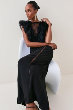 Style: Maxi Dresslength: Maxisleeve Length: Long Sleeve Latest Maxi Dresses, Jersey Maxi Dress, Maxi Dress Collection, Maxi Jersey Dress, Black Tulle, Tulle Lace, Karen Millen, Fashion Face, Black Style