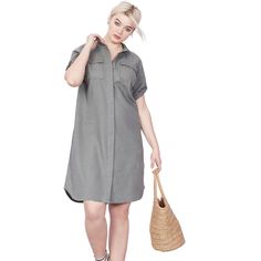 Made from lightweight & airy linen-blend, this vacay-ready shirt dress is must-have. Its easy-care fabric makes it a breeze to pack and go! Complete your look with espadrilles & a straw bag. Dress Shirts For Women, Plus Size Womens Clothing, Shirtdress, Plus Size Casual, Curvy Fashion, Women Dresses, Clothing Patterns, Plus Size Dresses, Plus Size Fashion