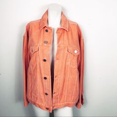 This Urban Outfitters Coral Corduroy Jacket Is Super Adorable Pit To Pit: 20” Length: 25” Condition: Nwt Stoc/ Urban Outfitters Cotton Outerwear For Fall, Spring Corduroy Utility Jacket With Long Sleeves, Spring Oversized Outerwear With Corduroy Collar, Urban Outfitters Cotton Outerwear With Pockets, Oversized Spring Outerwear With Corduroy Collar, Spring Utility Jacket With Corduroy Material And Collar, Spring Denim Jacket With Corduroy Collar, Spring Corduroy Button-up Utility Jacket, Spring Corduroy Outerwear With Snap Buttons