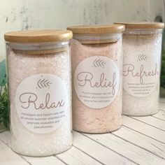 Bath Salt Gift Set Bath Salt Containers, Mindful Gifts, Bath Products Packaging, Bath Salt Jars, Bath Salt Gift Set, Relax Bath, Bath Soak Recipe, Bath Salts Gift, Natural Bath Salts