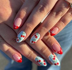 Sabrina Nails, Cherry Nail Designs, Y2k Designs, Cherry Nail, Checkered Nails, Instant Nails, Us Forever, Cherry Nails, Classic French Manicure