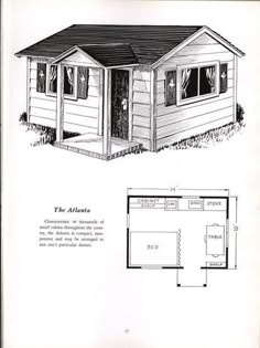 the plans for a small cabin are in black and white