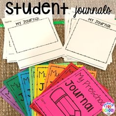 four notebooks with the words student journals on them