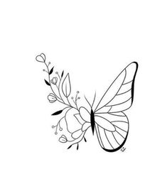 a black and white drawing of a butterfly