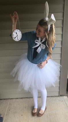 Diy Alice In Wonderland Rabbit Costume, Alice In Wonderland Homemade Costumes, Alice In Wonderland Womens Costume, Bookweek Costumes 2022, Alice In Wonderland Themed Costumes, Alice I Wonderland Costume, White Rabbit Costume Diy Women, Diy Alice And Wonderland Costumes, Alice In Wonderland Easy Costume