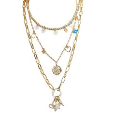 This beaded chain necklace is truly a stunning statement piece. Crafted with an intricate beaded chain design, this elegant necklace features six sparkling cubic zirconia hearts that bring added charm and allure. 3mm beads Length: 15" plus a 2" extension 14k gold plated Dressy Earrings, Beaded Chain Necklace, Top Handbags, Elegant Necklace, Bag Icon, Chain Design, Slipper Socks, Guitar Strap, Dress Hats