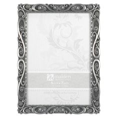 an ornate black and white photo frame