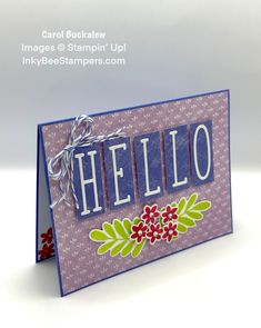 a card with the word hello written on it