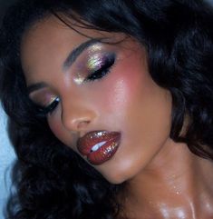 Purple Eyeshadow Red Lips, Pisces Rising Appearance, Iridescent Makeup, Pisces Rising, Sultry Makeup, Rising Sign, Makeup For Black Skin, Magical Makeup, Brown Skin Makeup