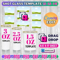 three shot glass templates for photoshopping