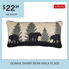 a pillow with bears on it for $ 22 99