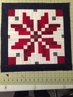 a piece of quilted material is being worked on