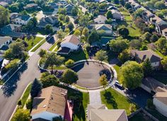 an aerial view of houses in a neighborhood