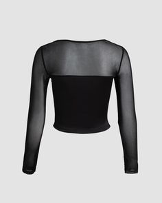 Details: Black long-sleeve top with mesh sleevesTop Length: NormalSleeve Length: Long SleevesMaterials:95% Polyester + 5% Spandex Long Sleeve Mesh Tops For Fall, Fall Mesh Long Sleeve Top, Fall Mesh Top With Sheer Sleeves And Crew Neck, High Stretch Mesh Top With Sheer Sleeves, Fitted Crew Neck Top With Sheer Sleeves, Sheer Long Sleeve Tops For Fall, Sheer Long Sleeve Tops For Night Out, Sheer High Stretch Tops For Night Out, Fitted Long Sleeve Top With Sheer Crew Neck