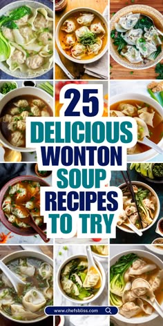 Wonton soup is a beloved Asian dish, known for its delicate dumplings filled with savory fillings, swimming in a warm, flavorful broth. Whether you're enjoying it as an appetizer or a main dish, wonton soup is a comforting, satisfying meal that can be customized with various fillings, broths, and toppings. From traditional pork-filled wontons to creative variations with shrimp, chicken, or vegetables, this collection of 25+ wonton soup recipes offers something for everyone. With these recipes, you can explore both classic flavors and new twists on this iconic soup, making it the perfect addition to your cooking repertoire. Wonton Soup With Vegetables, Pork Wontons Recipes, Chicken Wonton Soup Recipe, Homemade Wonton Soup Recipe, Mini Wonton Soup, Meaty Soup Recipes, Wonton Noodle Soup Recipe