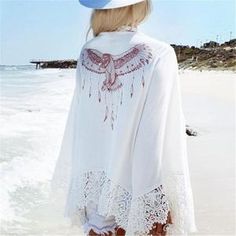 White Lace Beach Cover Up Cardigan– Boho Beach Hut Boho Robes, The Cardigans, Boho Beach Dress, Eagle Print, Beach Mini Dress, Beach Dresses Summer, Boho Summer Dresses, Floral Fit, Beach Skirt