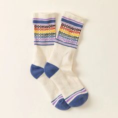 Bookworm Rainbow Socks​ | Bookworm Socks Sock Gift Tag, Sock Gift, Rainbow Socks, Uncommon Goods, Fun Socks, Slippers For Women, Cozy Socks, Bookish Gifts, Sock Gifts